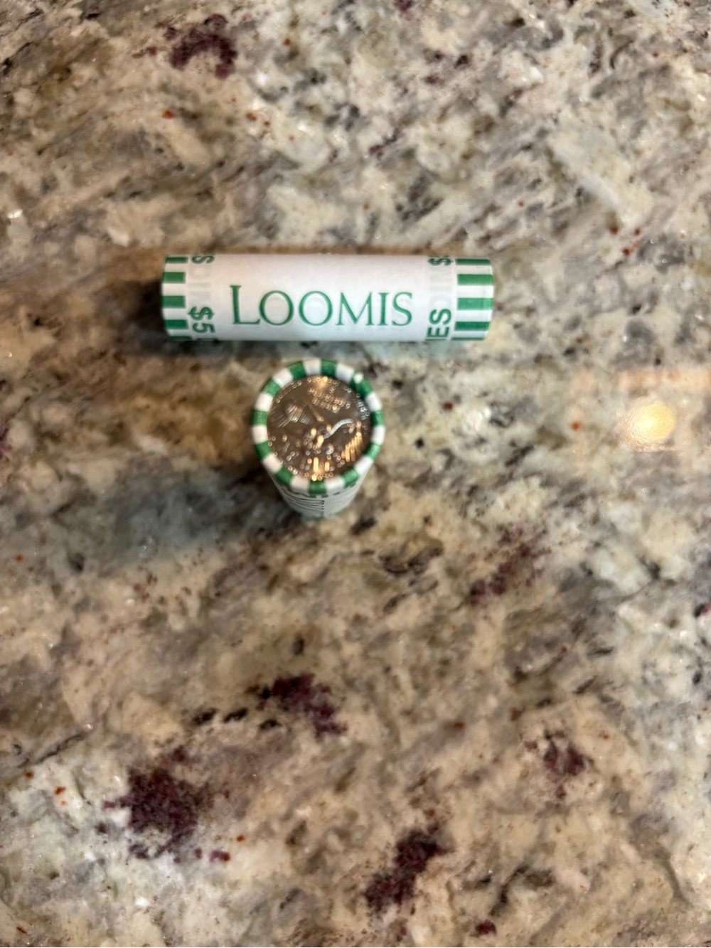 Loomis Coin Roll - Green & White $5- Two rolls Uncirculated 2026 dimes P Mint